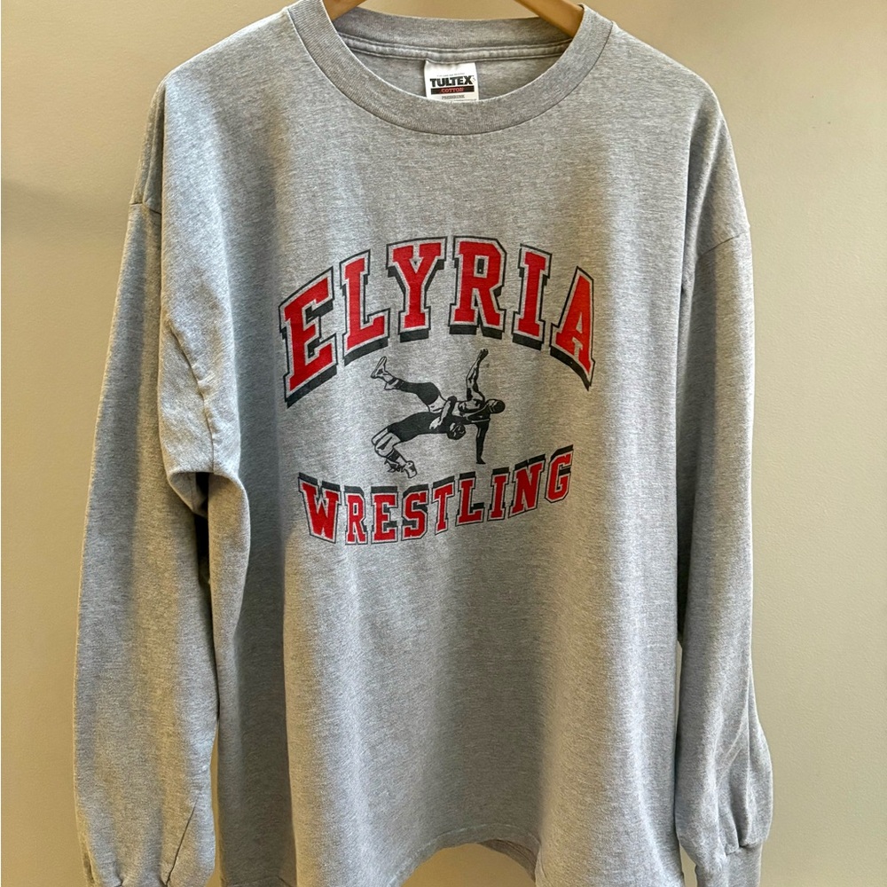 Elyria Wrestling VTG late 90s grey Tultex long sleeve shirt XL